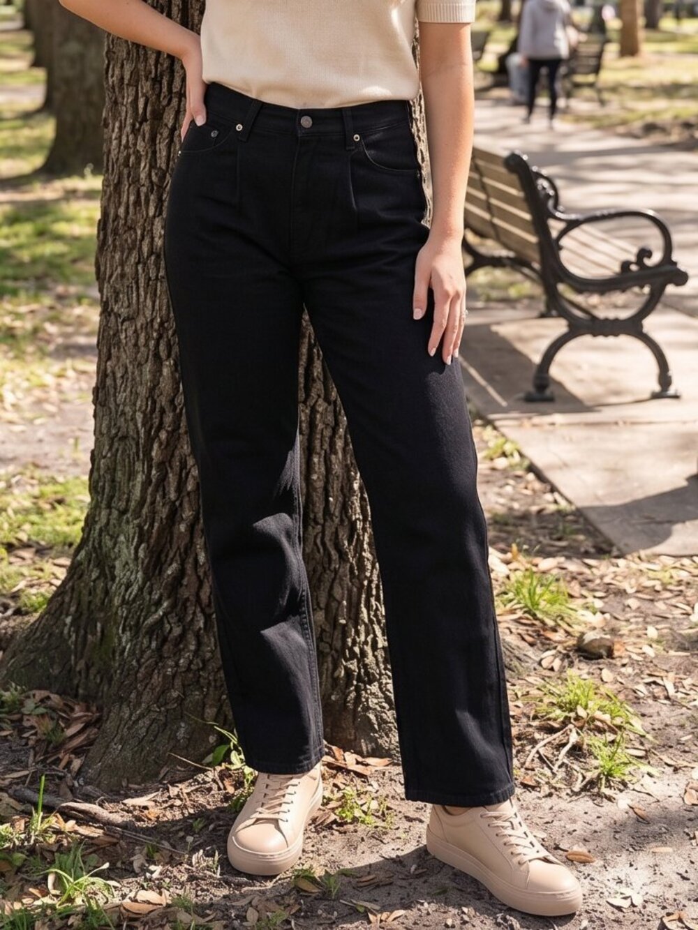 FREE PEOPLE x Sandrine Rose Black Straight Leg Jeans - Size 29 NEW